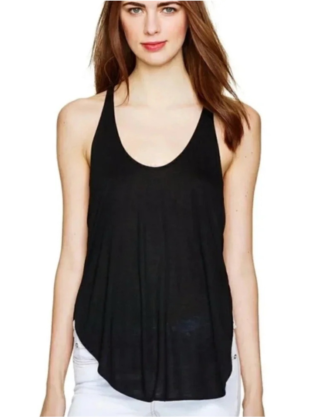 NWT Wilfred Monceau Black Scoop Neck Racerback Tank